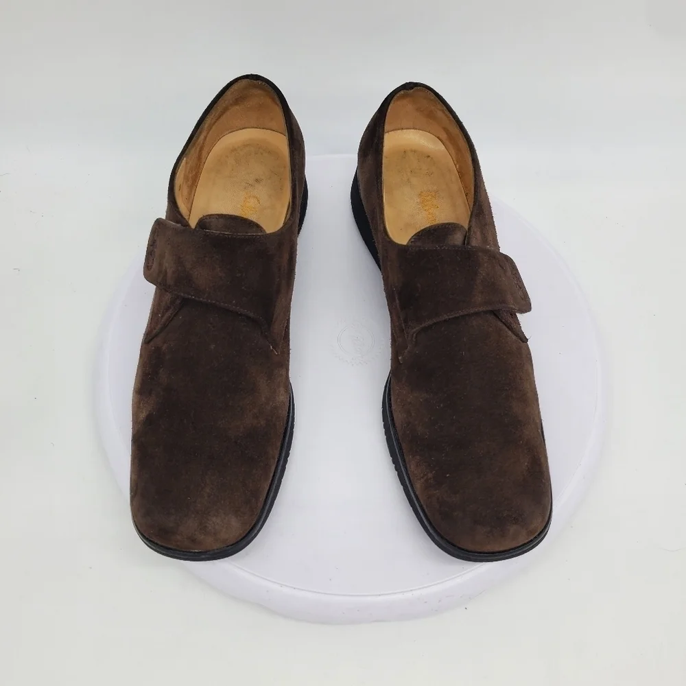 Salvatore Ferragamo Shoe Women's 7.5B Luxury Gancini Logo Suede Brown